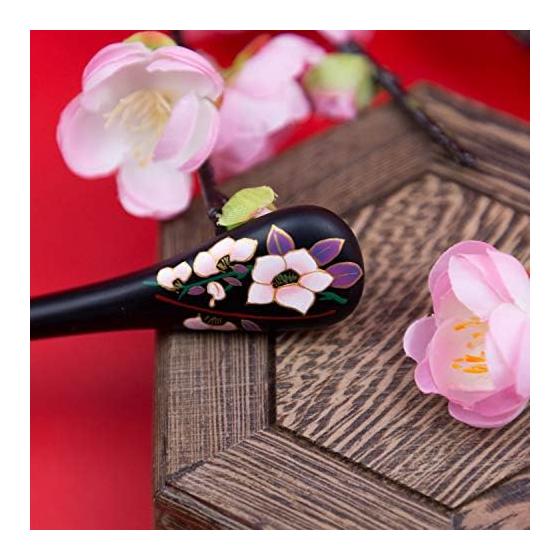 TAN MUJIANG Wooden Hairpin Lacquerware Hairpin - Fragrance (Black) / With Case Size: 170*24*7mm Material: Water Boxwood