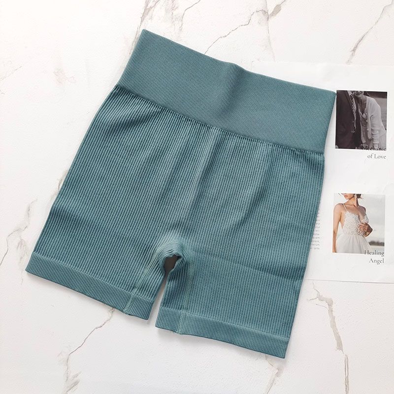 European and American Style High-Waisted Seamless Fitness Shorts for Women, Butt-Lifting Tight Yoga Pants, Ribbed Elastic Breathable Sports Shorts