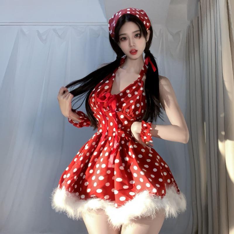 Sex underwear sexy pure desire Jiaojiao Monroe * new robe polka dot fairy rough edge neck puffy skirt