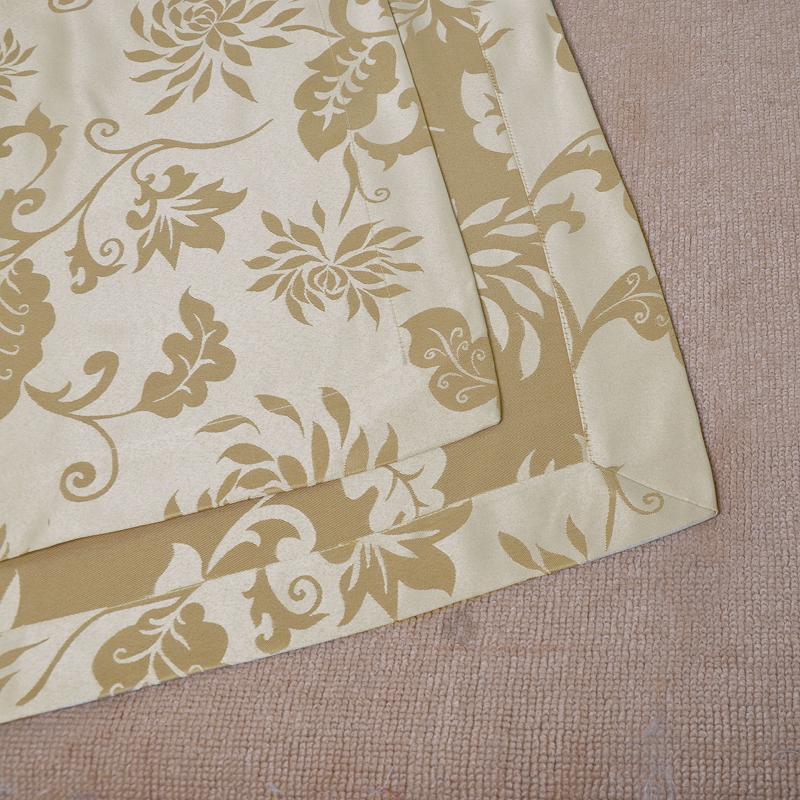 European Style Gold Floral Polyester Curtains for Living/Bedroom, 1.7x2.2m, Various Sizes, Rod Pocket or Hook