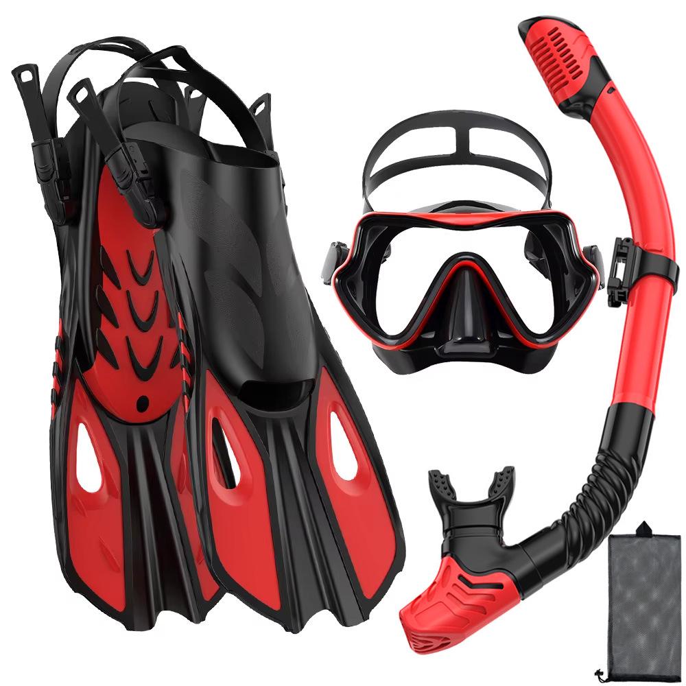 Adult Adjustable Snorkeling Set: Diving Mask, Snorkel & Open-Heel Fins Large/Extra Large