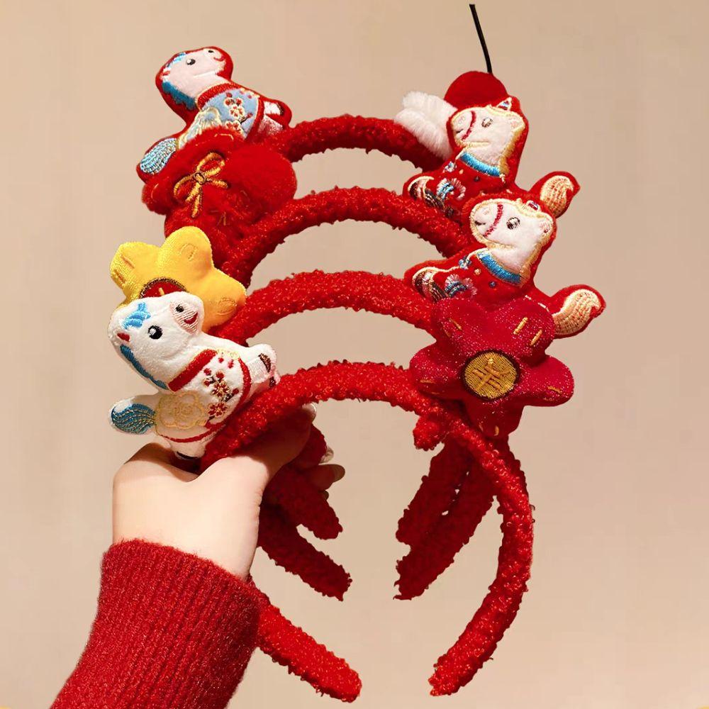 Mascot 2026 New Year Headband Pony New Year Headpiece Cute Plush Horse Doll Headband  Women