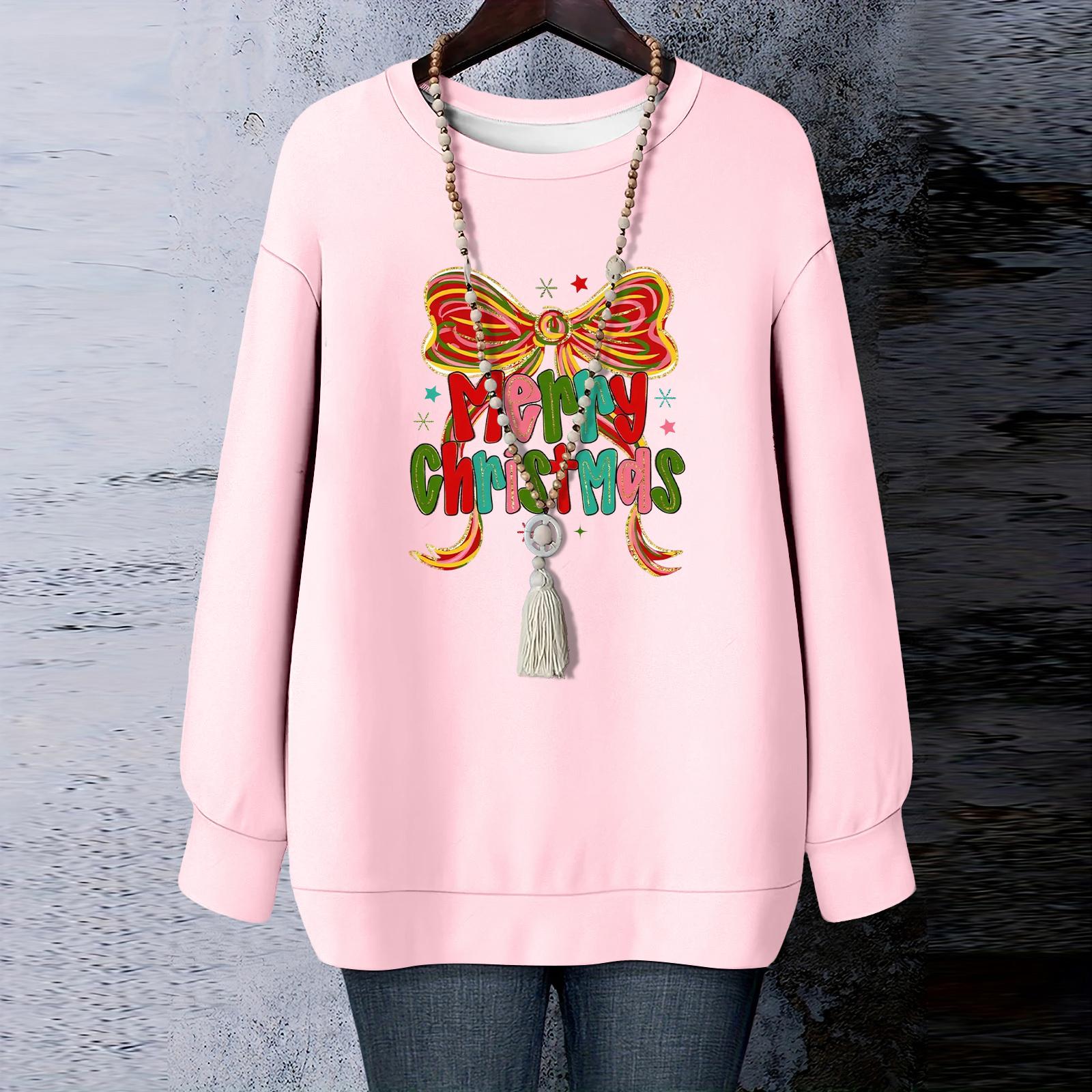 

Ladies Christmas Printed Round Neck Long Sleeved T-shirt Sweatshirt Top XXL