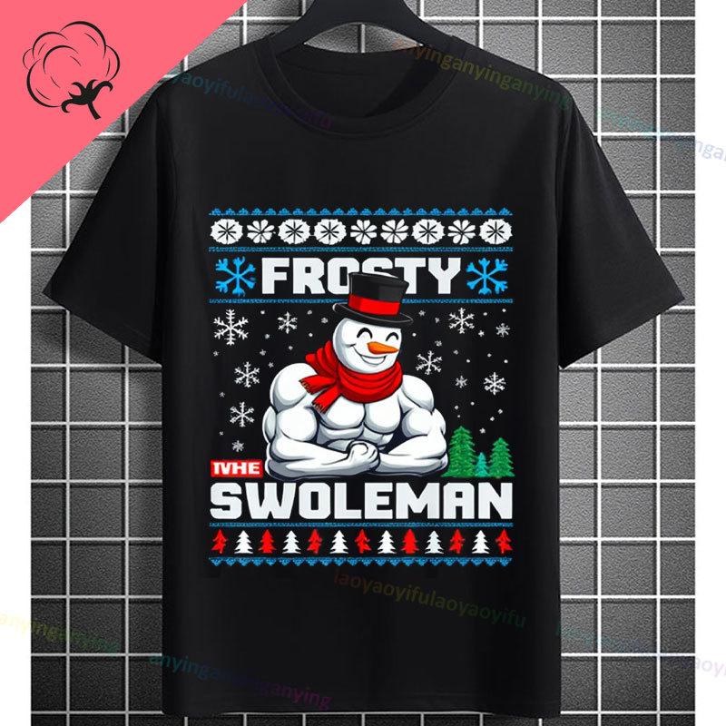 Funny Muscular Santa Christmas Gym Graphic Tshirt Casual Sports Humor Style Pure Cotton Shortsleeve Tshirt Outdoor Clothing