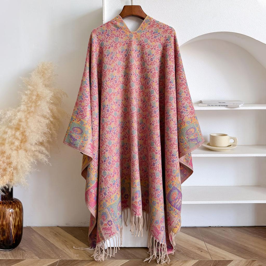 Winter Women Poncho Warm National Style Large Shawl Paisley Print Thickening Blanket Luxury Scarf Female Cloak Pashmina