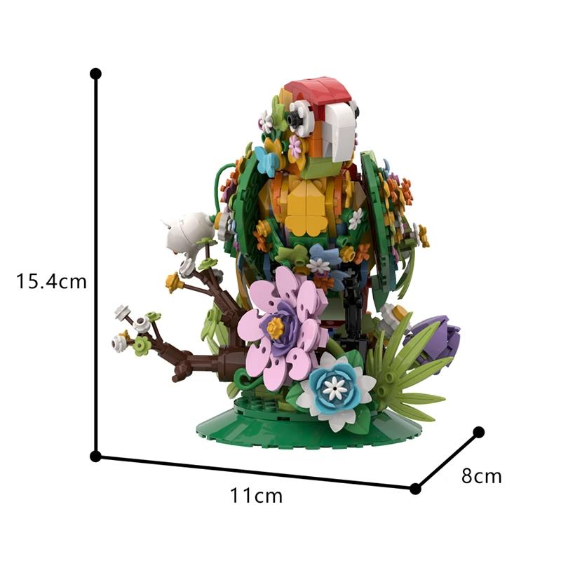 Non-Toxic Creative Bird Building Blocks Set Colorful Parrot Flower Display Diy Assembly Model Toy For Kids And Adults Home Decoration