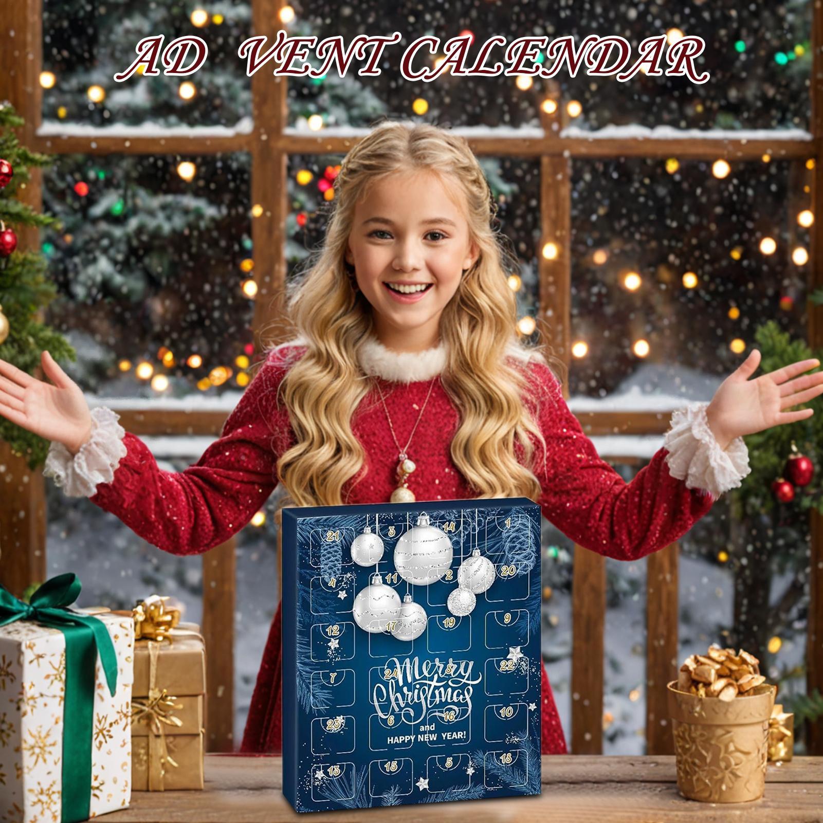 Адвент-календарь для девочек 24 дня 2025 Набор браслетов Набор браслетов для девочек Рождественский Адвент для праздника Дня рождения Дня святого Валентина Вечеринки L