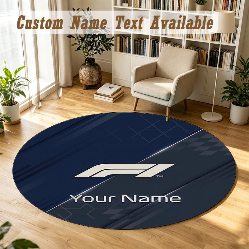 Round Rug Custom NameF1 Pattern Non Slip Carpet Home Floor Decor