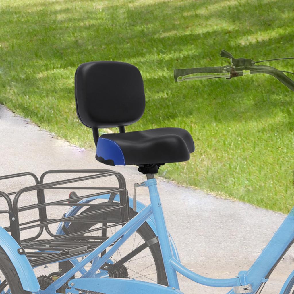 Schwarz & Blau Breiter Dreiradsitz mit Verstellbarer Rückenlehne - Bequemer Heimtrainer-Sattel, Unterstützt 220 lbs für Erwachsene & Senioren