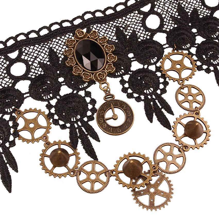 Steampunk Cyberpunk Dark Lolita Tandwiel Ketting & Vintage Strik Armband Set