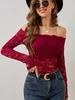 Elegant Scalloped Collar Edge One-Layer Collar Strapless Lace Slim Slim T-Shirt Long Sleeve Tops Versatile Closet Essential Fashion Items Shirt