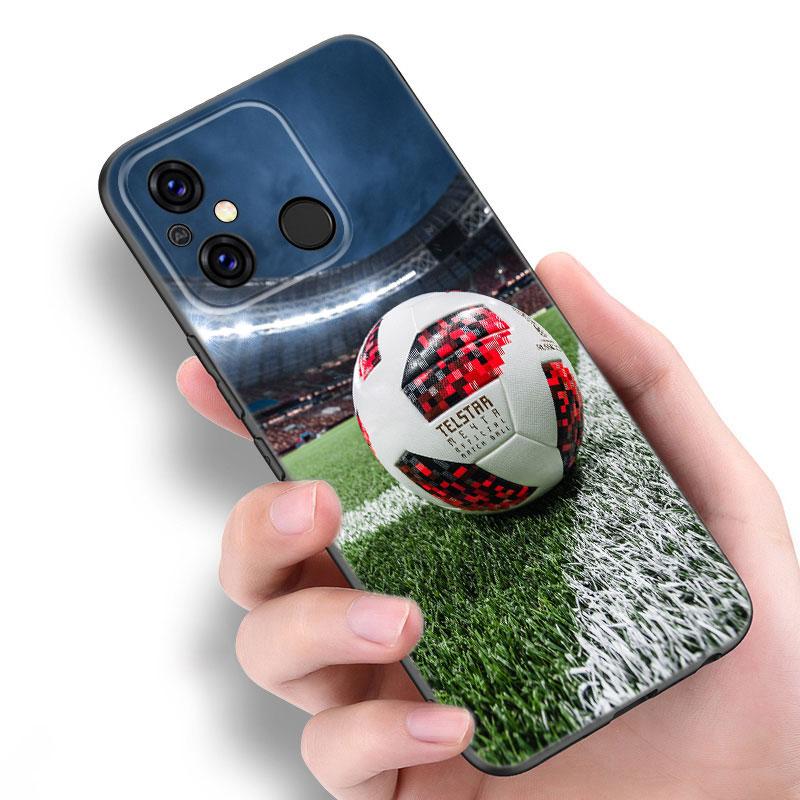 Football Field Black Phone Case For Xiaomi Redmi 11 Prime 11A 12C 13C A1 A2 Plus 12 4G 10 5G 8A 9A 10A 9C 10C 9i 12R Note 9T