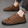 Fashion Brown Size 48 Handmade Leather Men Shoes Casual Comfortable Slip On Hiking Leather Shoe Flats Moccasins Walking Shoes