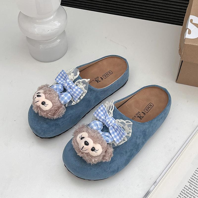 Cartoon cute slippers women wear bag head cool slippers new soft bottom versatile half slippers women