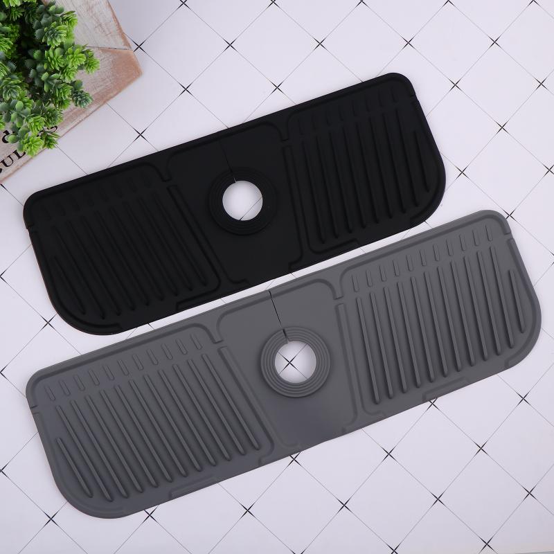Kitchen Silicone Faucet Mat Bathroom Drain Soap Box Free Punch Drain Rack Washing Table Soap Tray Countertop Protector