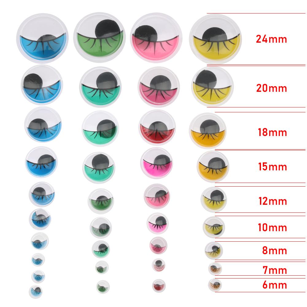 100Pcs/Bag 7/8/10/12/15/18/20MM Colorful Round Wiggling Moving Eyes Plush Panda Eye 3D Dolls Accessories DIY Dolls Materials