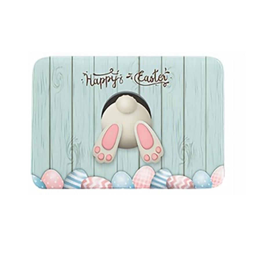 

Easter Bunny Butt Colorful Egg Wood Grain Kitchen Mat Home Decor Non-slip Hallway Balcony Rugs Bathroom Entrance Doormat Decor 40x60cm 16x24inch