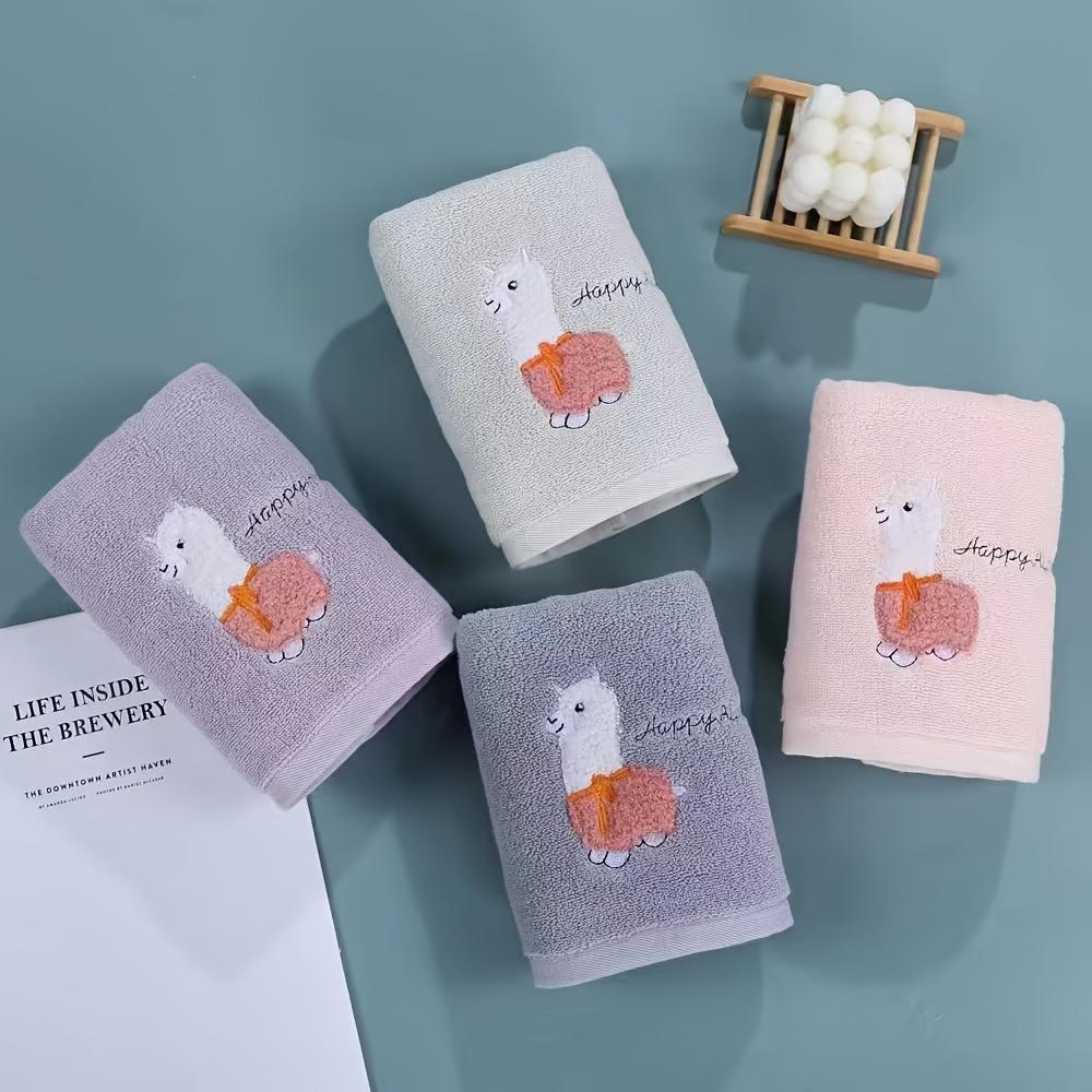 

Набор из 4 хлопковых полотенец для рук с вышивкой альпаки, современные супервпитывающие мочалки, плотность 400 г/м², плюшевый животный узор для ванной 4-pack mixed color alpaca