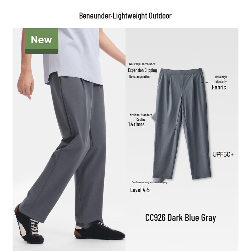 Men s Elastic Cool-Feel Straight Trousers M