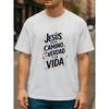 European Size Men'S Casual Short-sleeved Round-neck T-shirt | Spanish " Is The Way, Truth, Life" Faith Artistic Style Fashion Trend, Print Pattern