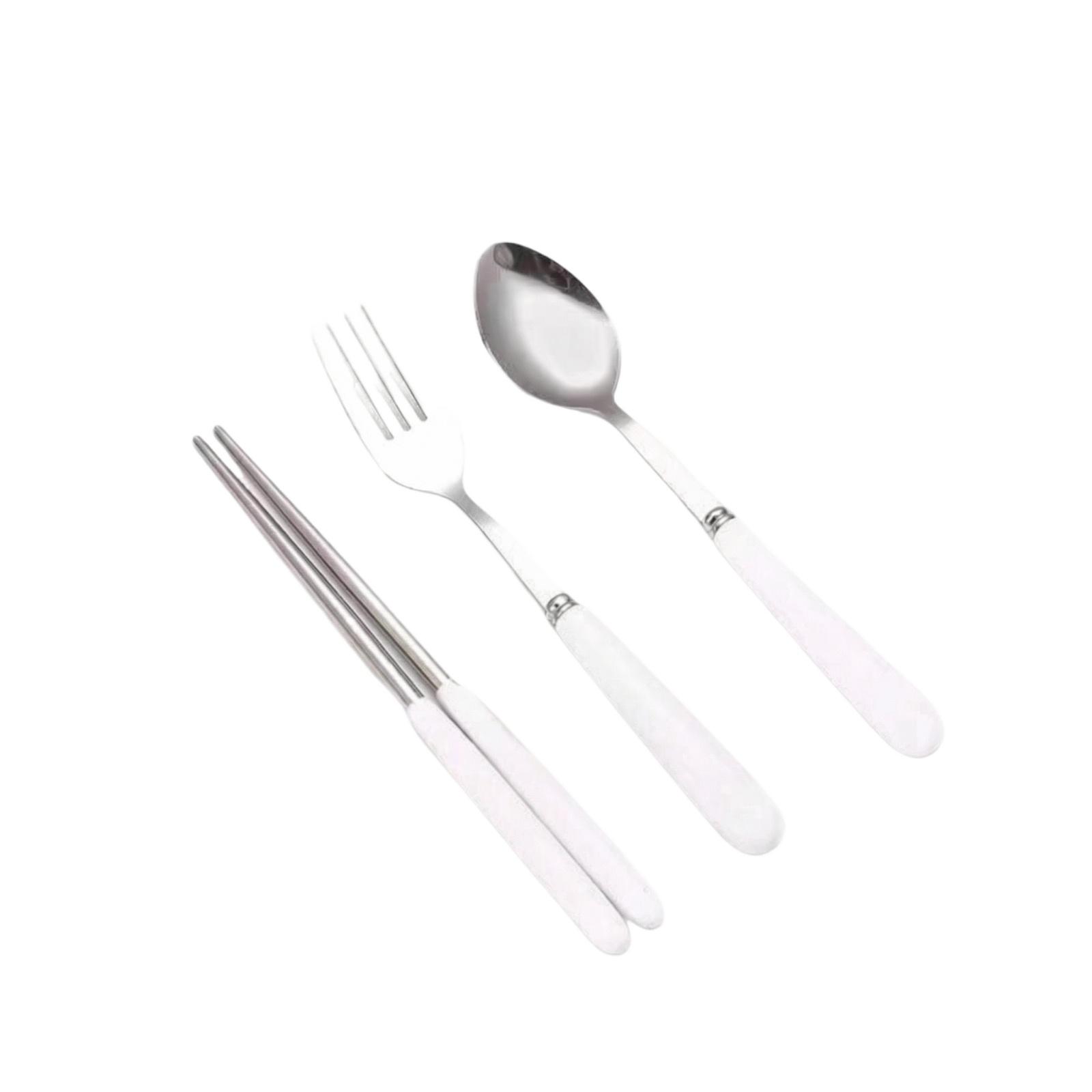 

Stainless Steel Spoon Chopsticks Fork Three Piece Set One Size белый
