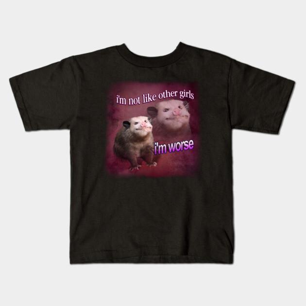 Boys Girls Soft Cotton Graphic Tees Possum Meme Breathable Daily School Wear Kids T-Shirts