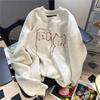 Womens Oversized Fleece-Lined Cotton Sweatshirt Loose Fit Casual Hoodless Top Winter
