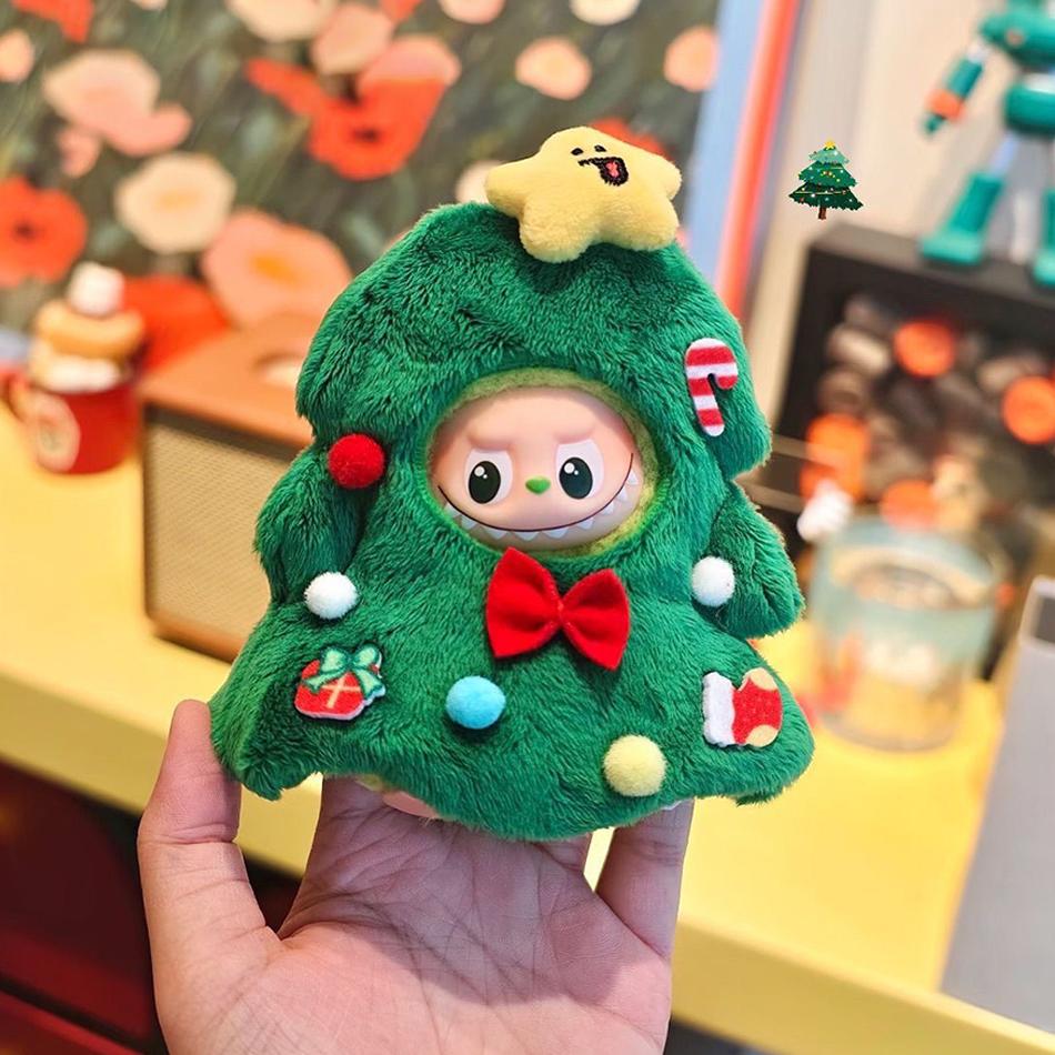 Mini Star Christmas Tree Headgear Clothes For 10Cm Labubu The Monsters Pin For Love Series For Labubu V4 Doll Cloth Accessories