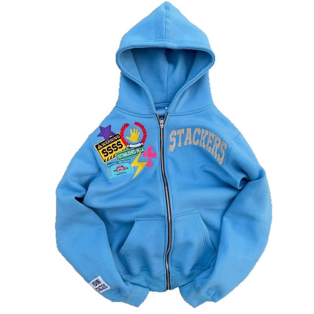 Jesienny Casualowy Bluza Kardigan z Nadrukiem 3D Amerykański Trend