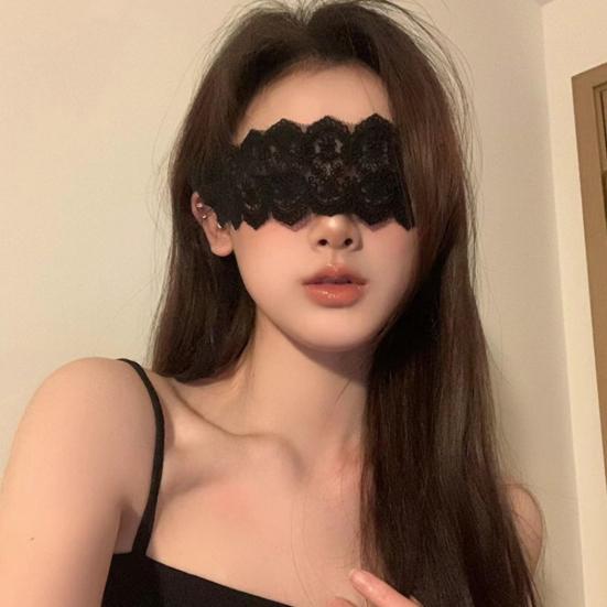 Lace BDSM Blindfold with Sheer Mesh Adjustable Sensory Deprivation Mask for Couples' Roleplay Soft Breathable Discreet Adult Toy for Intimate Foreplay
