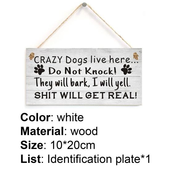Dog Sign English Letter Printed Anti-deform Wood Wooden Hanging Plaques Sign for Garden