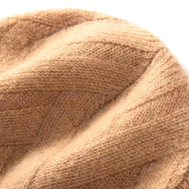 Women Knitted Hat Winter New 100% Pure Cashmere Headgears Soft Warm Hats Lady Fashion Casual Thicken Cap Quality Cashmere Cap
