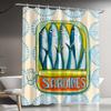 1Pc Chic Sardine Print Shower Curtain -Vibrant Digital Printed Bathroom Decor With Artistic Fish Design Polyester Sardines Decor