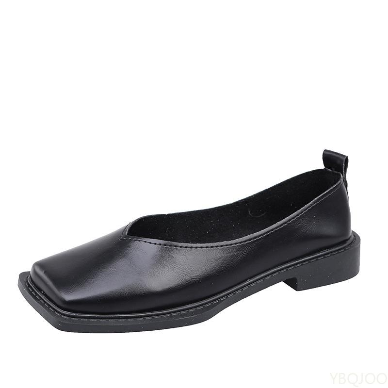 Elegant minimalist Flat Shoes Women Square head Simple Shallow Mouth Temperament Spring Fashionable versatile Single Shoes