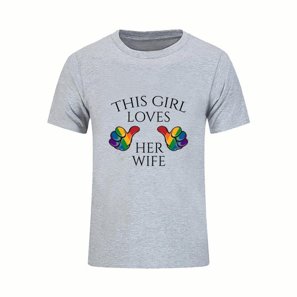 Casualowa koszulka z krótkim rękawem z nadrukiem Lovely Men Tshirt Summer Style Ta dziewczyna kocha swoją żonę Luźna