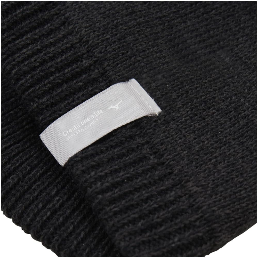 Mizuno Breath Thermo Knit Logo Winter Knit One Size Fits Most Cap, Heat-Generating Material, Name, Hat, Black,
