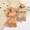 Hot-selling new monochrome imitation cashmere versatile fringed scarf in autumn and winter, warm long shawl scarf