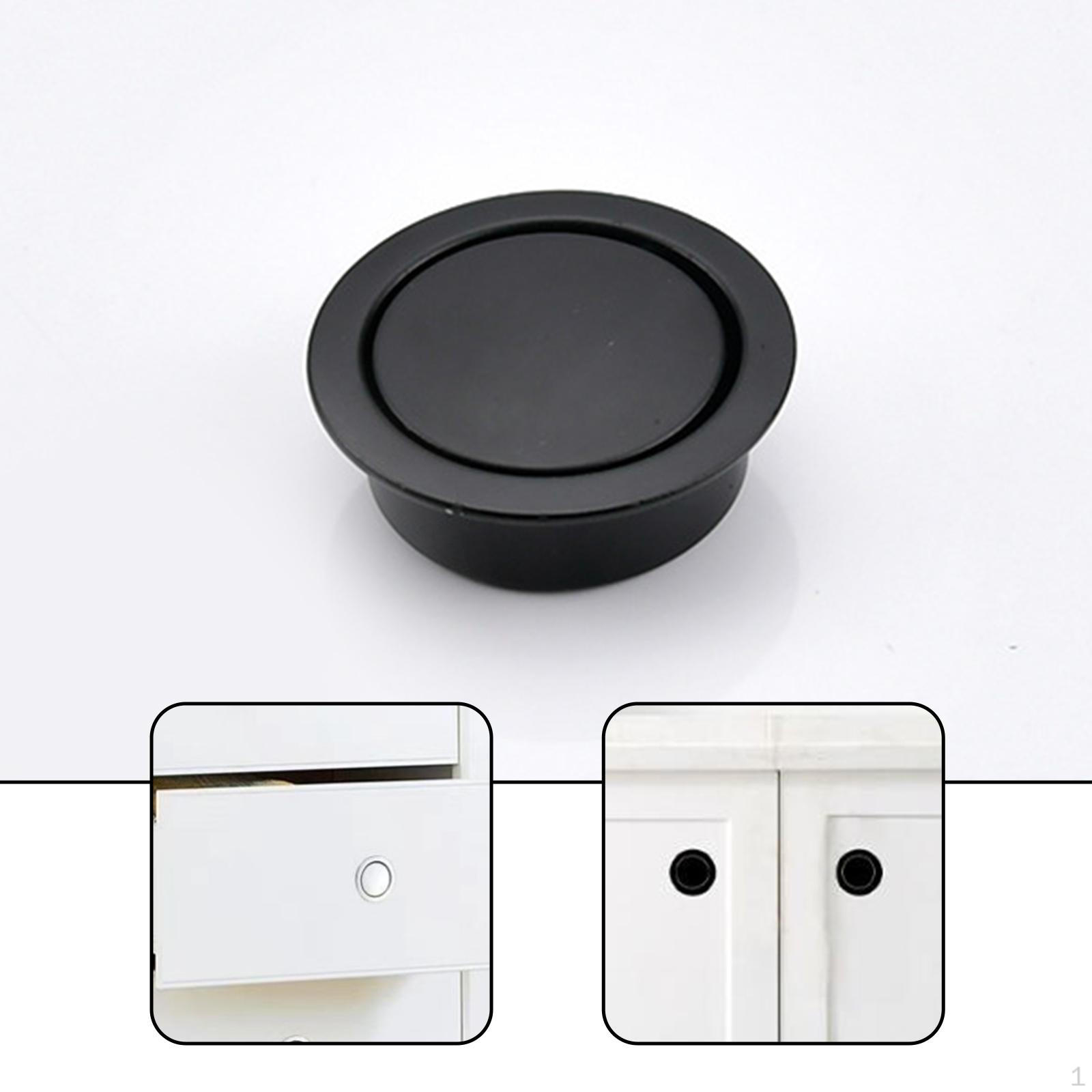 Concealed Flush Pull Handle Hardware Round 42mm Recessed Door Multipurpose for Sliding Black