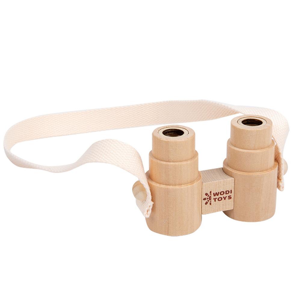 Children's wooden portable mini binoculars lanyard magnifying glass outdoor observation scientific toy