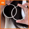925 Sterling Silver Vintage Earrings For Women Trendy Simple Big Round 70mm Earring Jewelry Prevent Allergy Party Accessories