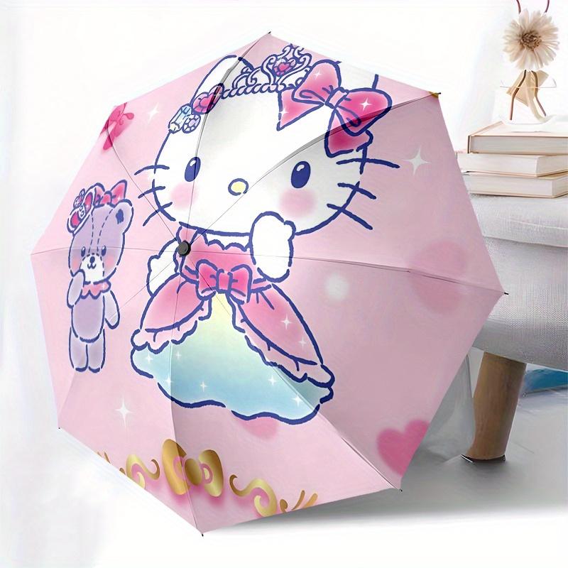Hello Kitty, Princess Automatic Opening and Closing Parasol Compact Travel Umbrella with 8 Ribs for Women and Men Ideal Birthday/Christmas G