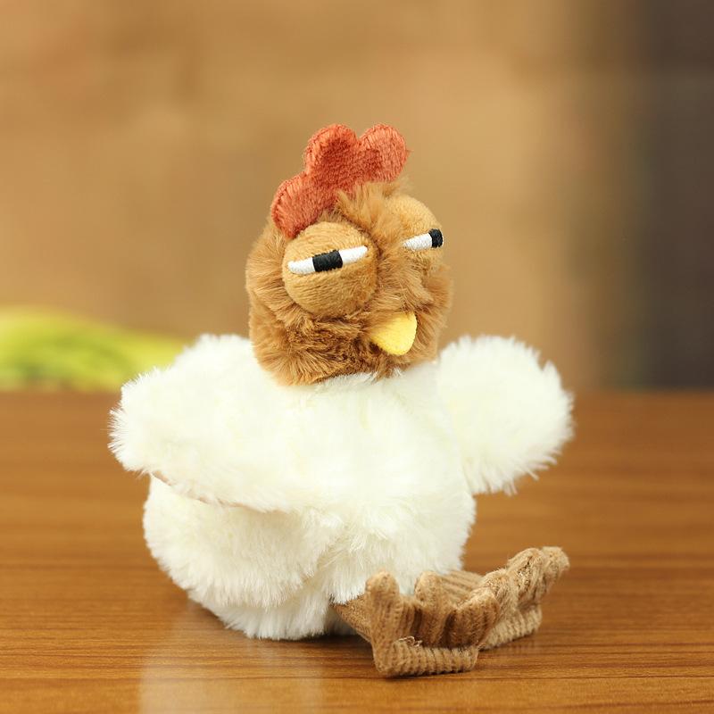 Porte-clés Œuf de Poule Pondant Peluche Rigolo Pendentif Peluche Poupée Ornement Porte-clés de Voiture, Cadeau d'Anniversaire Parfait Pour Enfants Ou Amis