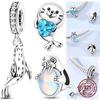 925 Silver Cute Sea Lion & Seal Dangle Charms Ocean Animal Beads Heart Blue CZ Fit Bracelets Jewelry Gift for Women