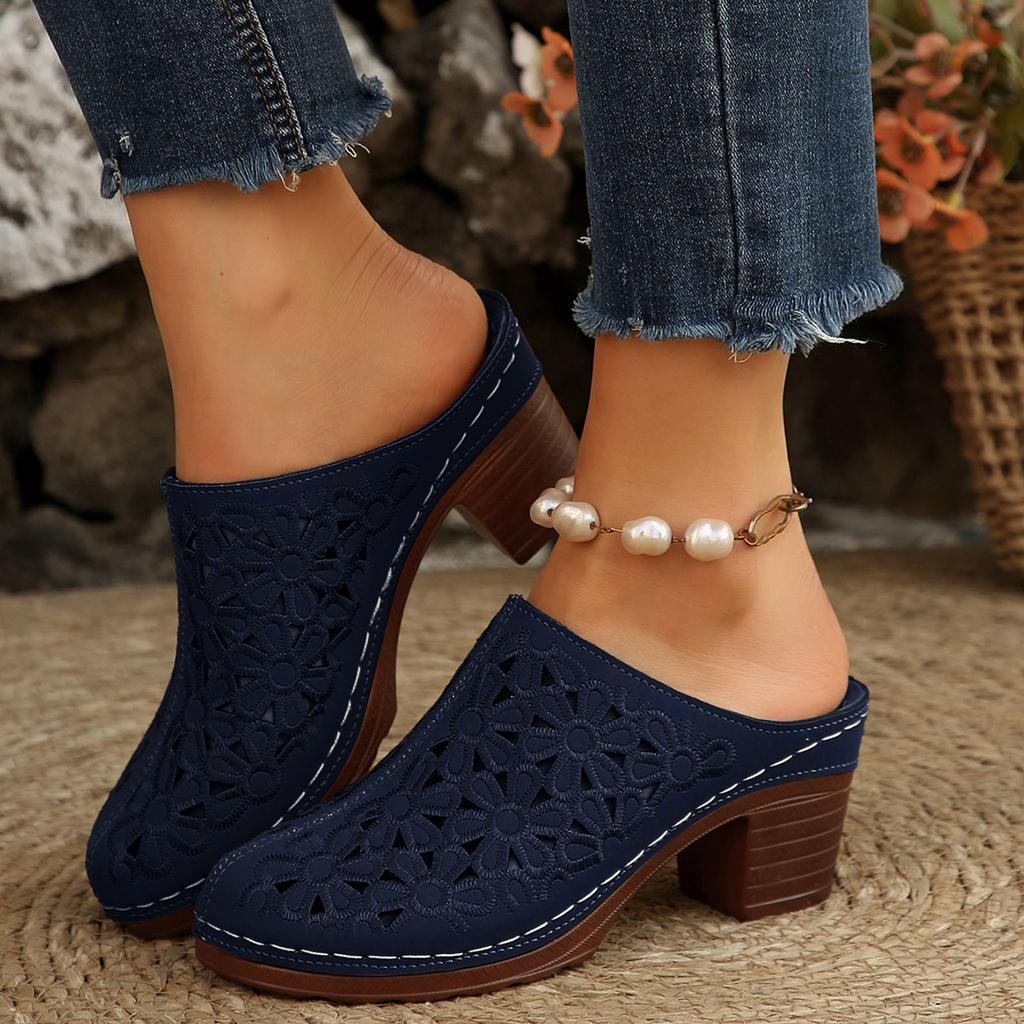 Fashionable And Versatile Women'S Slippers Thick Mid Heel Soft Sole 206 Collective Womens Sandals Women Leather Sandals Size 6