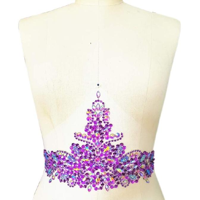 New Exquisite Pure Handmade Bright Crystal Patches Sew-on Rhinestones Applique with Stones Sequins Beads for Wedding Dress DIY Manual Accessories