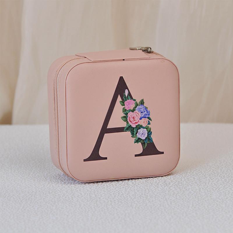 

1PC Jewelry Boxes for Wedding Party Black Alphabet Personalized Pink Gift Box Jewellery Holder Jewelry Organizer Case 10*10*5