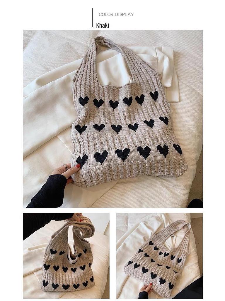 2024 Fashion Women's Woolen Knit Shoulder Bag - Handmade Underarm Tote