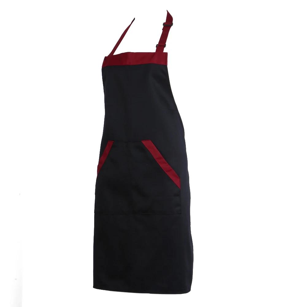 Women Bib Apron Waist Kitchen Restaurant Cooking Pocket Polyester Dress Oil Resistant Household Kitchen Cleaning Tool