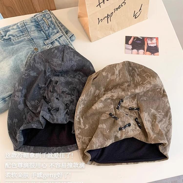 American vintage wasteland style pile hat for women, spring-autumn niche design pullover, sweater hat, face-flattering small bun hat for men