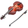 Mininature Musical Instrument Wooden Bass Guitar Model Dollhouse Decoration with Case and Bow